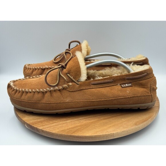 LL L.L. BEAN Brown Wicked Good Moccasins Slippers Sheepskin Shearling Men\'s 13M main image 7